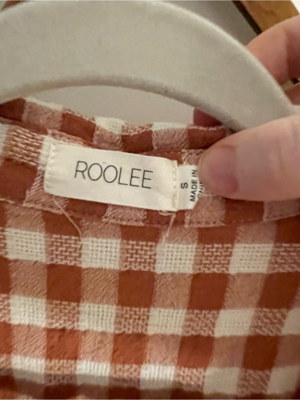 Roolee Rust and White Gingham Top - Picture 3 of 4